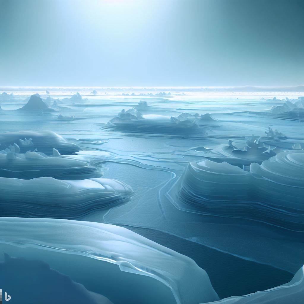 A frozen tundra, with ice sculptures and frozen lakes that stretch as far as the eye can see.