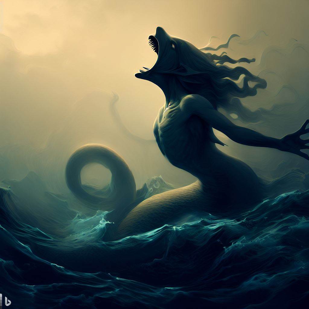 A siren, a creature of Greek mythology that emerges from the sea and lures sailors to their deaths with its songs