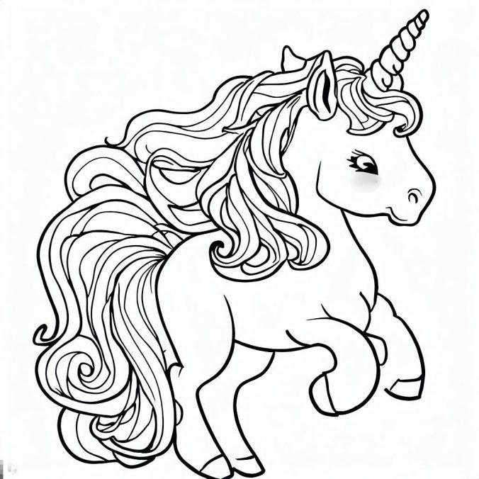 Coloring picture of a unicorn