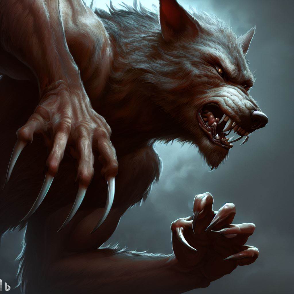 A werewolf with sharp claws, a powerful bite, and the ability to transform between human and wolf form.