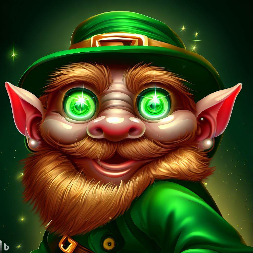 A leprechaun who is always up to mischief and has gleaming, sparkling eyes
