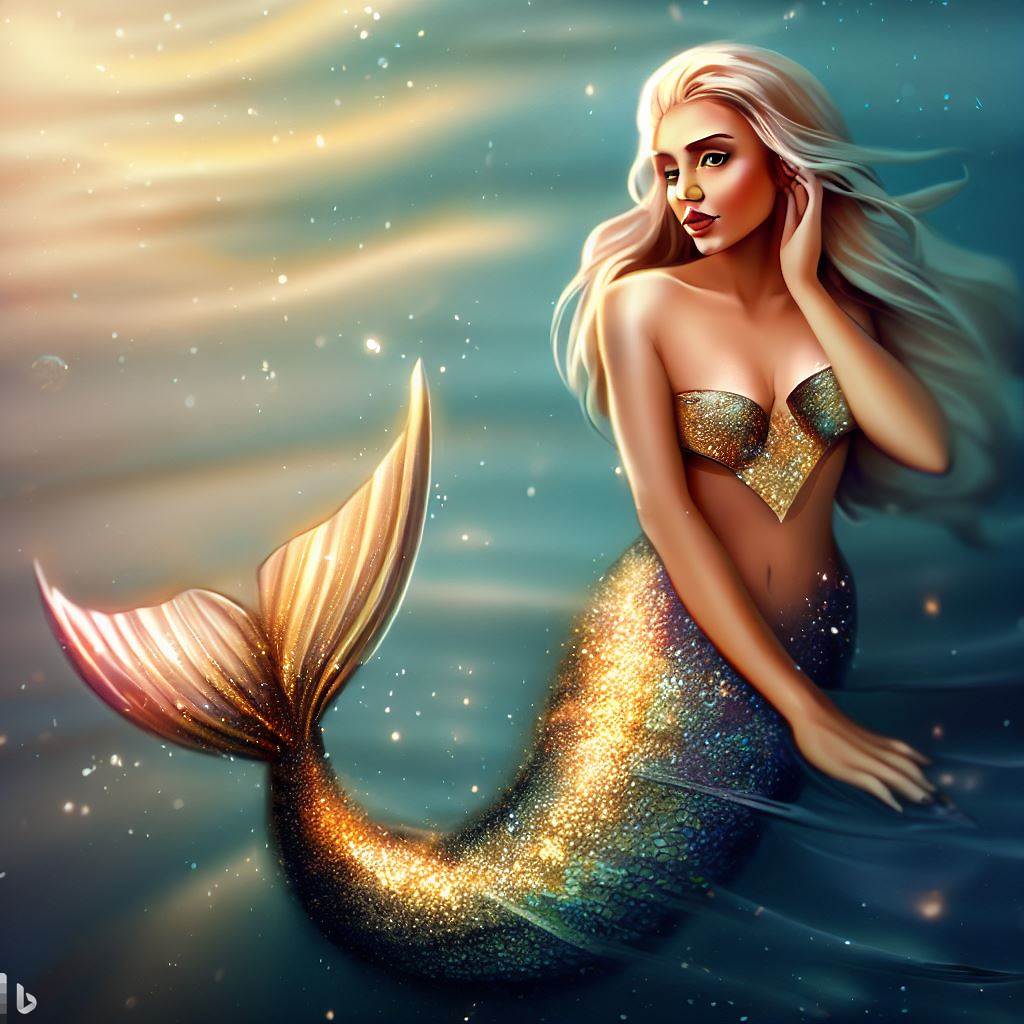 A mermaid with a voice that can enchant anyone who hears it and a tail that glitters like gold